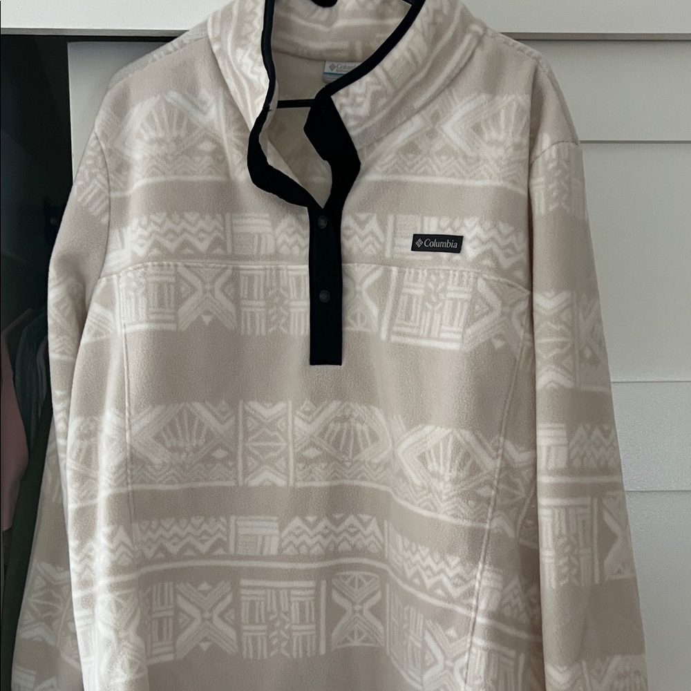 Columbia Cream Patterned Fleece Pullover